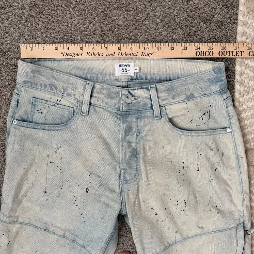 Hudson Jeans Men's 32x32 Zack Moto Skinny Fit Jeans Paint Splatter